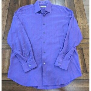 Robert Graham Long Sleeve Button Up Dress Shirt Purple 17/43 Paisley Print